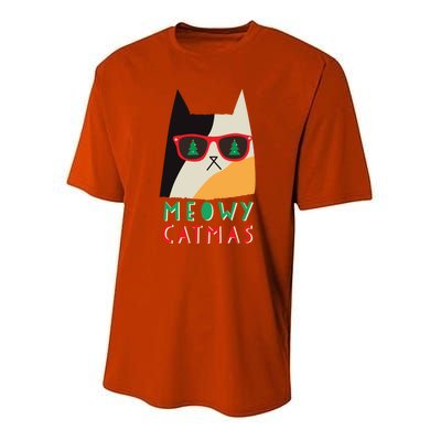 Meowy Xmas Great Gift Youth Performance Sprint T-Shirt