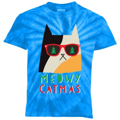 Meowy Xmas Great Gift Kids Tie-Dye T-Shirt