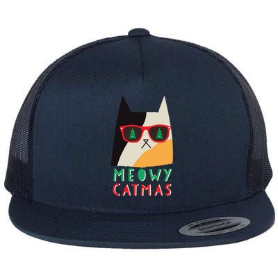 Meowy Xmas Great Gift Flat Bill Trucker Hat