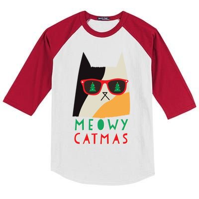 Meowy Xmas Great Gift Kids Colorblock Raglan Jersey