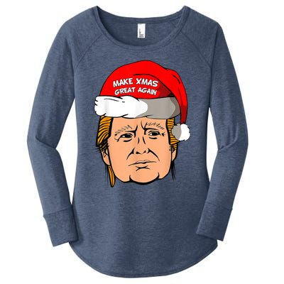 Make Xmas Great Again Trump Shirt Make Xmas Great Again Sata Women's Perfect Tri Tunic Long Sleeve Shirt