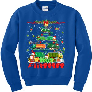 Merry Xmas Hands Sign Language Garbage Trucks Christmas Tree Meaningful Gift Kids Sweatshirt