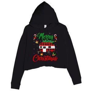 Matching Xmas Lighting Santa Camping Christmas Pajama Crop Fleece Hoodie