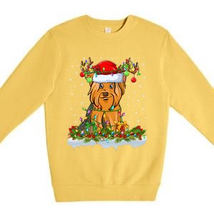 Matching Xmas Lighting Santa Yorkshire Terrier Dog Christmas Gift Premium Crewneck Sweatshirt