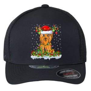 Matching Xmas Lighting Santa Yorkshire Terrier Dog Christmas Gift Flexfit Unipanel Trucker Cap