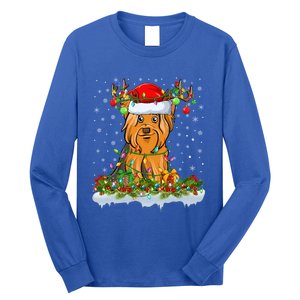 Matching Xmas Lighting Santa Yorkshire Terrier Dog Christmas Gift Long Sleeve Shirt