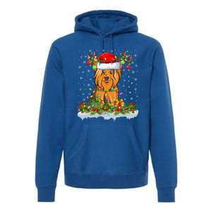 Matching Xmas Lighting Santa Yorkshire Terrier Dog Christmas Gift Premium Hoodie