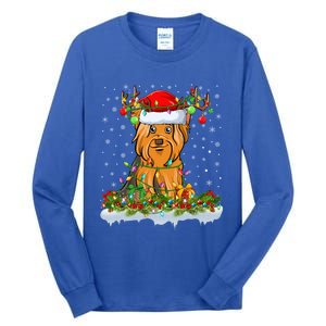 Matching Xmas Lighting Santa Yorkshire Terrier Dog Christmas Gift Tall Long Sleeve T-Shirt