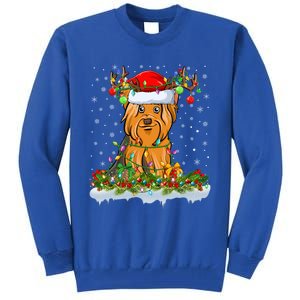 Matching Xmas Lighting Santa Yorkshire Terrier Dog Christmas Gift Tall Sweatshirt