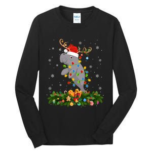 Manatee Xmas Lighting Reindeer Santa Hat Manatee Christmas Long Sleeve Tall Long Sleeve T-Shirt