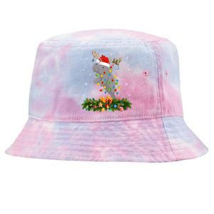 Manatee Xmas Lighting Reindeer Santa Hat Manatee Christmas Long Sleeve Tie-Dyed Bucket Hat