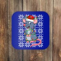 Mouse Xmas Lighting Santa Ugly Sweater Style Mouse Christmas Funny Gift Coaster