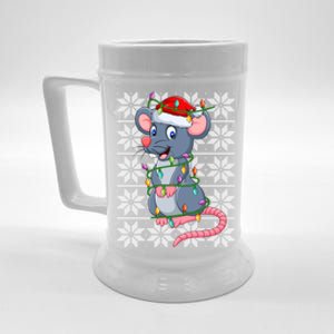 Mouse Xmas Lighting Santa Ugly Sweater Style Mouse Christmas Funny Gift Beer Stein