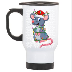 Mouse Xmas Lighting Santa Ugly Sweater Style Mouse Christmas Funny Gift Stainless Steel Travel Mug