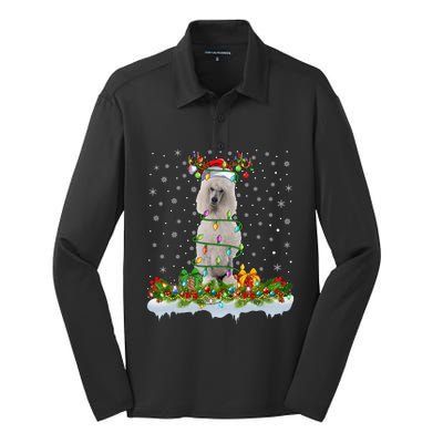 Matching Xmas Lighting Santa Standard Poodle Dog Christmas Cool Gift Silk Touch Performance Long Sleeve Polo