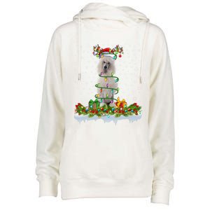 Matching Xmas Lighting Santa Standard Poodle Dog Christmas Cool Gift Womens Funnel Neck Pullover Hood