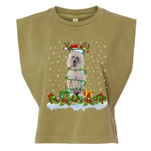 Matching Xmas Lighting Santa Standard Poodle Dog Christmas Cool Gift Garment-Dyed Women's Muscle Tee