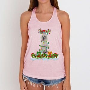 Matching Xmas Lighting Santa Standard Poodle Dog Christmas Cool Gift Women's Knotted Racerback Tank