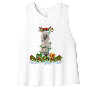 Matching Xmas Lighting Santa Standard Poodle Dog Christmas Cool Gift Women's Racerback Cropped Tank