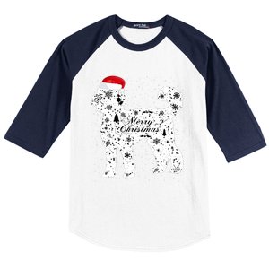 Merry Xmas Labradoodle Dog Christmas Baseball Sleeve Shirt