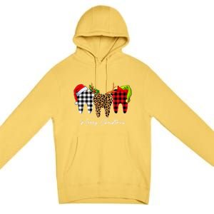 Merry Xmas Leopard Plaid Teeth Santa Reindeer Dental Meaningful Gift Premium Pullover Hoodie