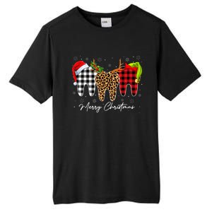 Merry Xmas Leopard Plaid Teeth Santa Reindeer Dental Meaningful Gift Tall Fusion ChromaSoft Performance T-Shirt