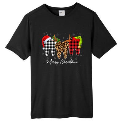 Merry Xmas Leopard Plaid Teeth Santa Reindeer Dental Meaningful Gift Tall Fusion ChromaSoft Performance T-Shirt