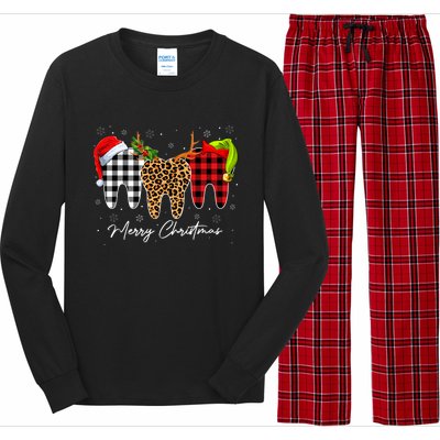 Merry Xmas Leopard Plaid Teeth Santa Reindeer Dental Meaningful Gift Long Sleeve Pajama Set