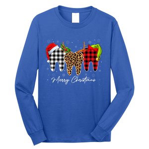 Merry Xmas Leopard Plaid Teeth Santa Reindeer Dental Meaningful Gift Long Sleeve Shirt