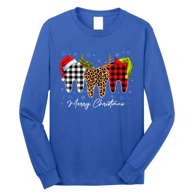 Merry Xmas Leopard Plaid Teeth Santa Reindeer Dental Meaningful Gift Long Sleeve Shirt