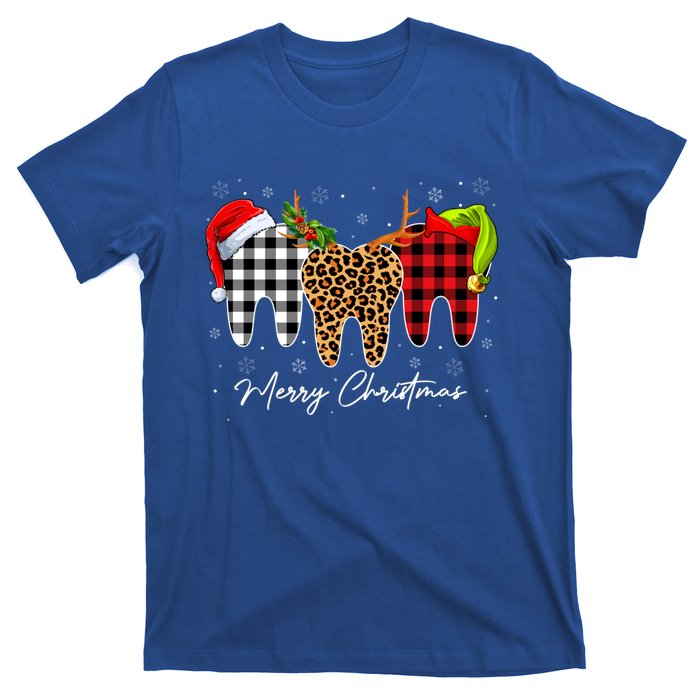 Merry Xmas Leopard Plaid Teeth Santa Reindeer Dental Meaningful Gift T-Shirt