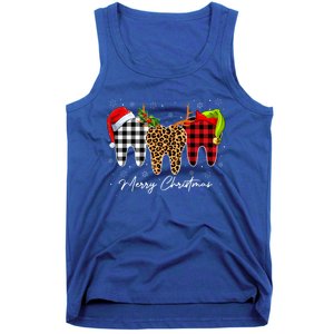 Merry Xmas Leopard Plaid Teeth Santa Reindeer Dental Meaningful Gift Tank Top