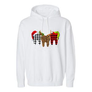 Merry Xmas Leopard Plaid Teeth Santa Reindeer Dental Meaningful Gift Garment-Dyed Fleece Hoodie