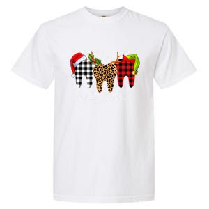 Merry Xmas Leopard Plaid Teeth Santa Reindeer Dental Meaningful Gift Garment-Dyed Heavyweight T-Shirt