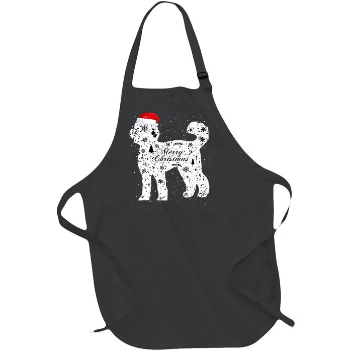 Merry Xmas Labradoodle Dog Christmas Full-Length Apron With Pockets