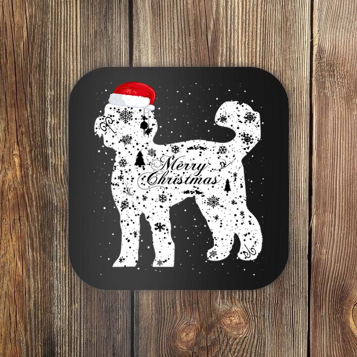 Merry Xmas Labradoodle Dog Christmas Coaster