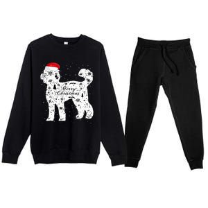 Merry Xmas Labradoodle Dog Christmas Premium Crewneck Sweatsuit Set