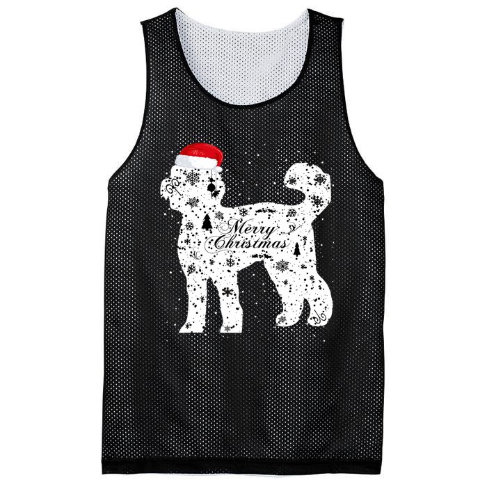 Merry Xmas Labradoodle Dog Christmas Mesh Reversible Basketball Jersey Tank