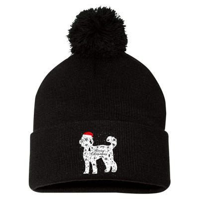 Merry Xmas Labradoodle Dog Christmas Pom Pom 12in Knit Beanie