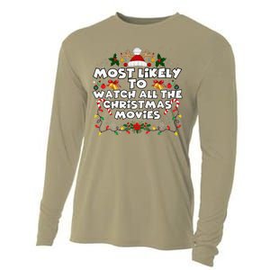 Matching Xmas Most Likely To Watch All The Christmas Movies Cooling Performance Long Sleeve Crew