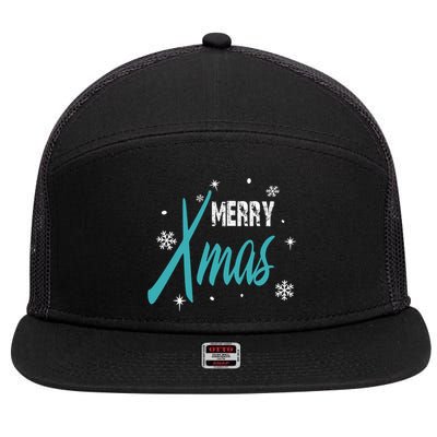 Merry Xmas | Merry Christmas 7 Panel Mesh Trucker Snapback Hat