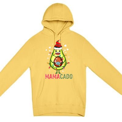 Mamacado Xmas Mama Santa Avocado Pregnancy Announcet Gift Premium Pullover Hoodie