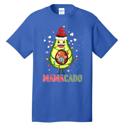 Mamacado Xmas Mama Santa Avocado Pregnancy Announcet Gift Tall T-Shirt