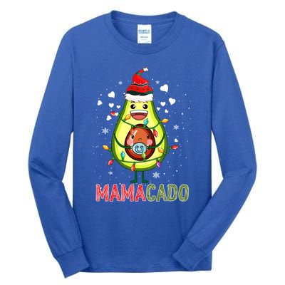 Mamacado Xmas Mama Santa Avocado Pregnancy Announcet Gift Tall Long Sleeve T-Shirt