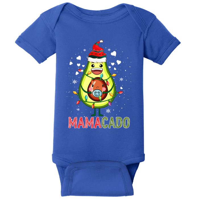 Mamacado Xmas Mama Santa Avocado Pregnancy Announcet Gift Baby Bodysuit