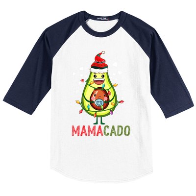 Mamacado Xmas Mama Santa Avocado Pregnancy Announcet Gift Baseball Sleeve Shirt