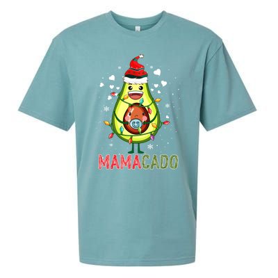 Mamacado Xmas Mama Santa Avocado Pregnancy Announcet Gift Sueded Cloud Jersey T-Shirt