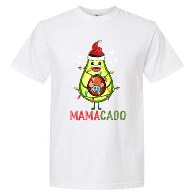 Mamacado Xmas Mama Santa Avocado Pregnancy Announcet Gift Garment-Dyed Heavyweight T-Shirt