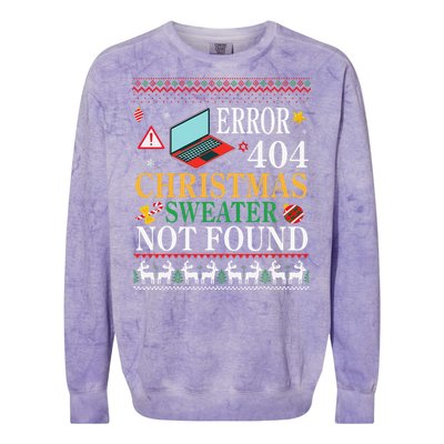 Merry Xmas Noel Day Error 404 Christmas Sweater Not Found Colorblast Crewneck Sweatshirt