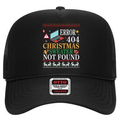 Merry Xmas Noel Day Error 404 Christmas Sweater Not Found High Crown Mesh Back Trucker Hat